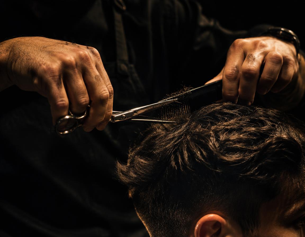 Scissor-over-comb detail work